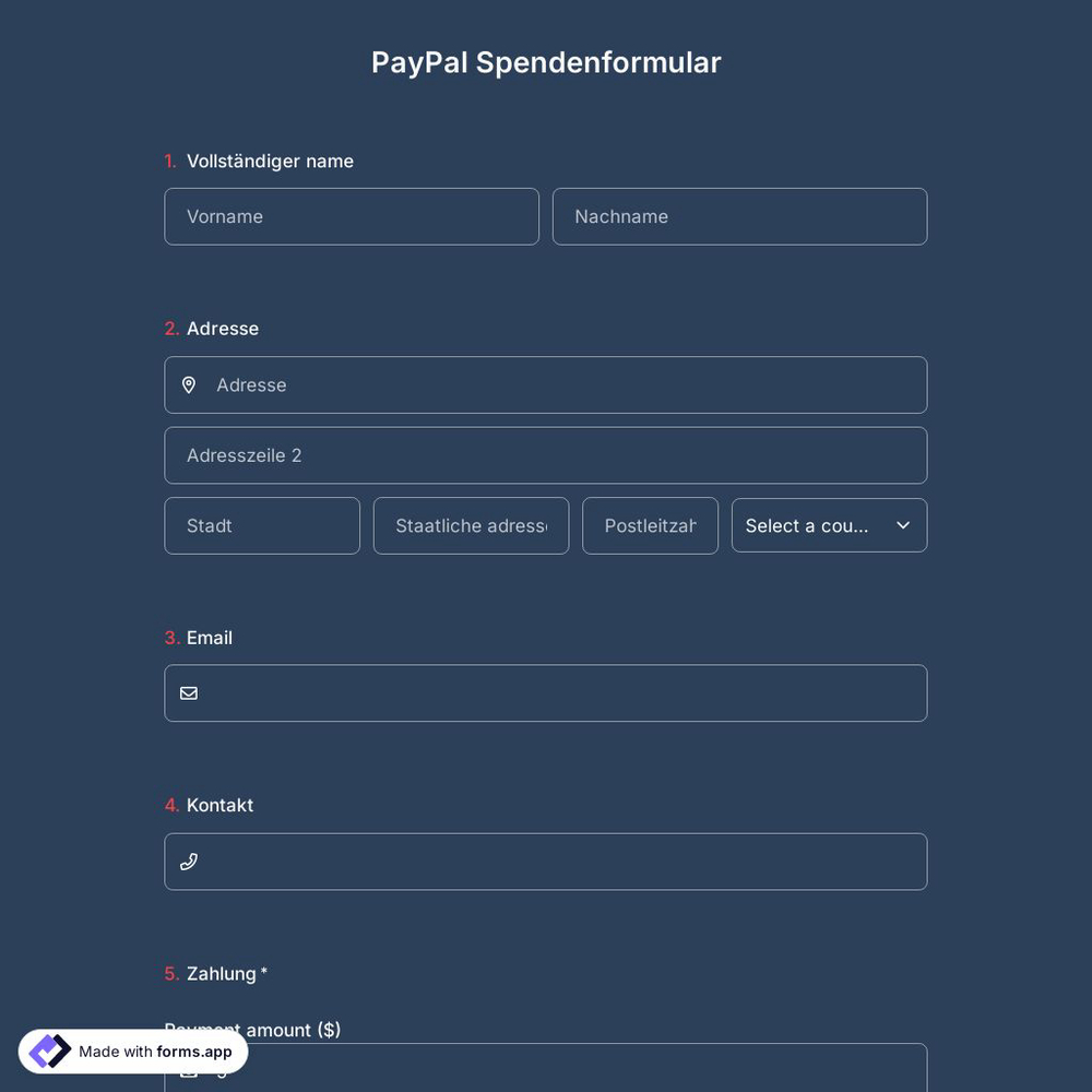 PayPal-Spendenformularvorlage