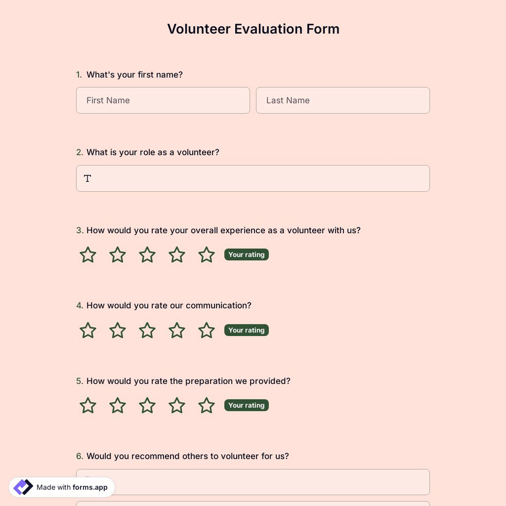 Volunteer Evaluation Form Template