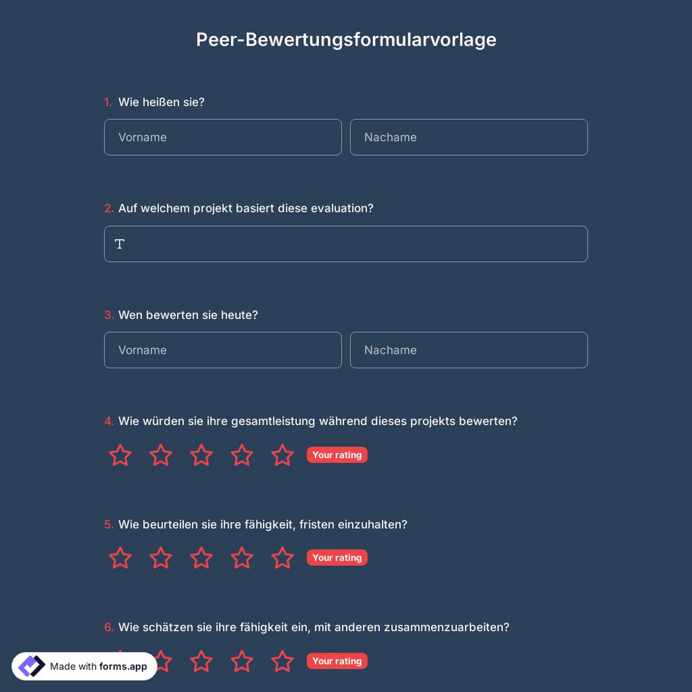 Peer-Bewertungsformularvorlage