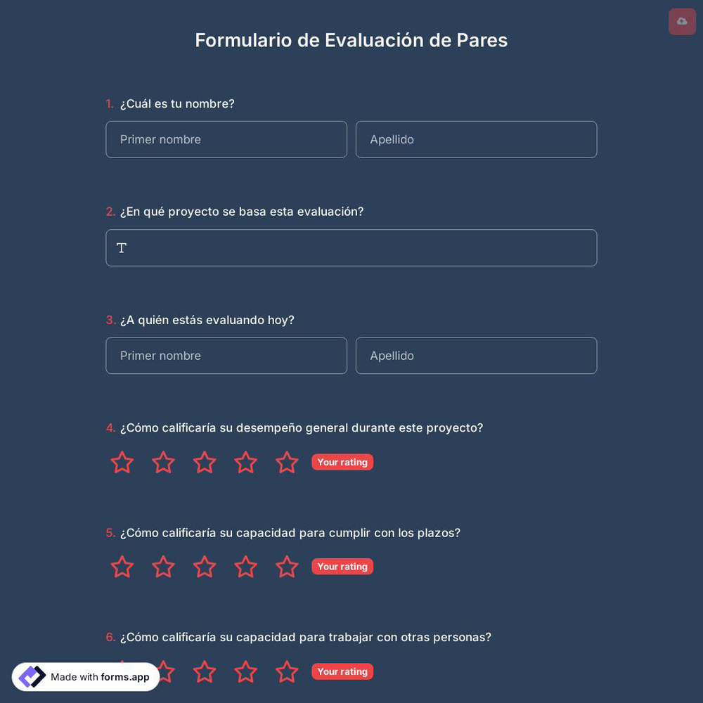 Plantilla de Formulario de Evaluación de Pares