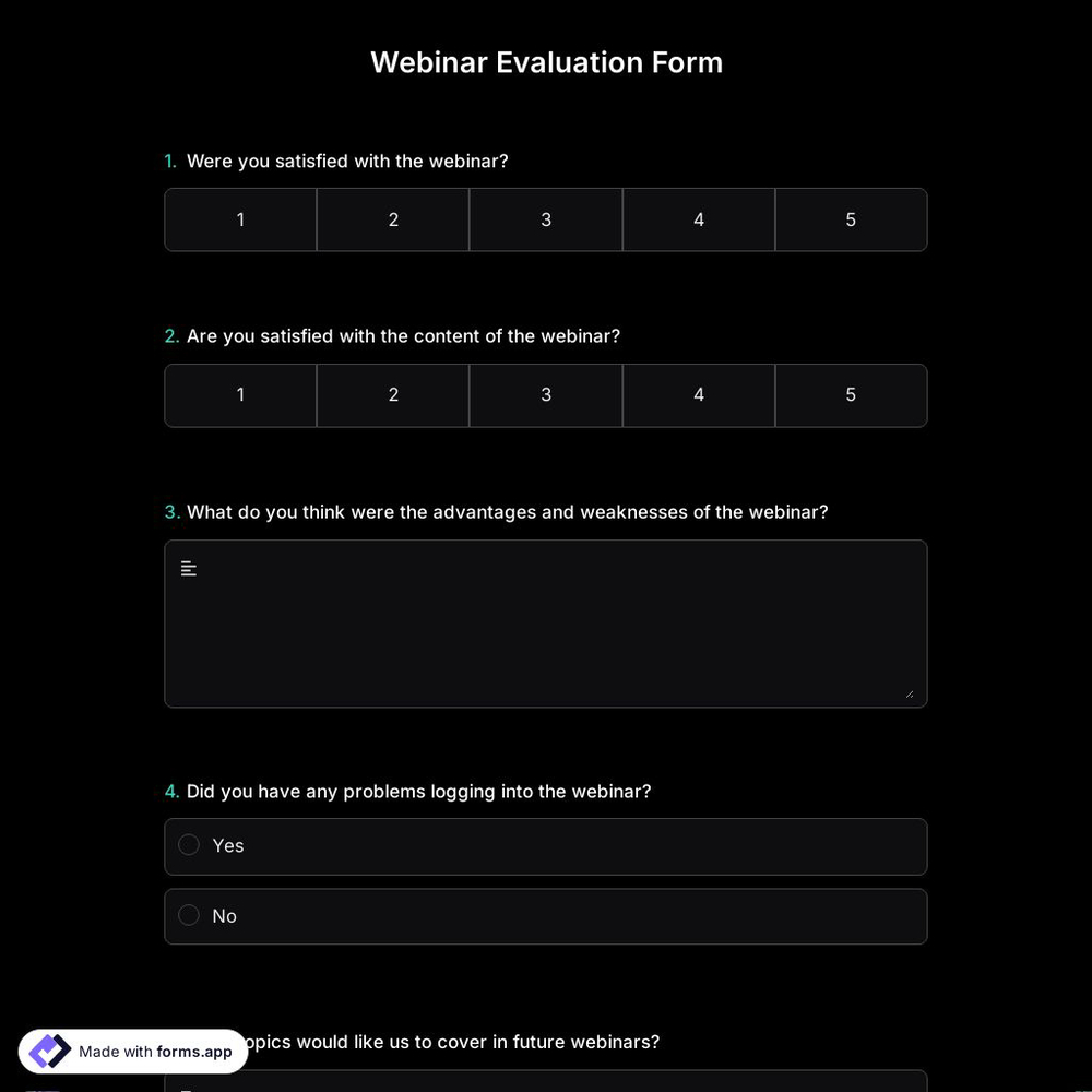 Webinar Evaluation Form Template