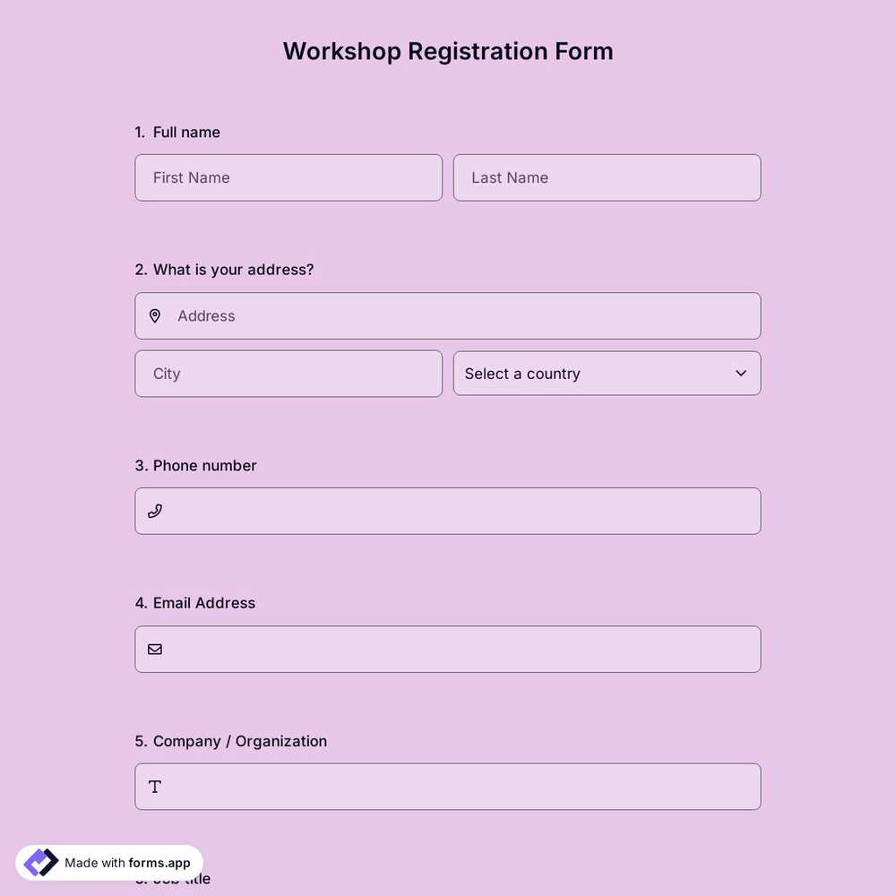 Workshop Registration Form Template