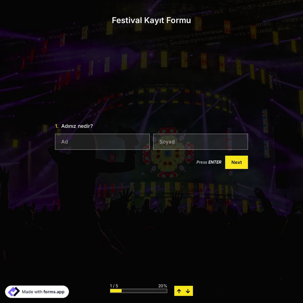 Festival Kayıt Formu Şablonu