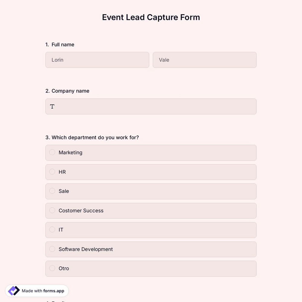 Event Lead Capture Form Template