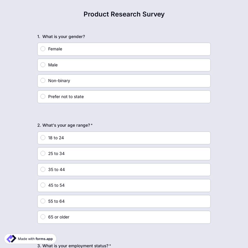 Product Research Survey Template