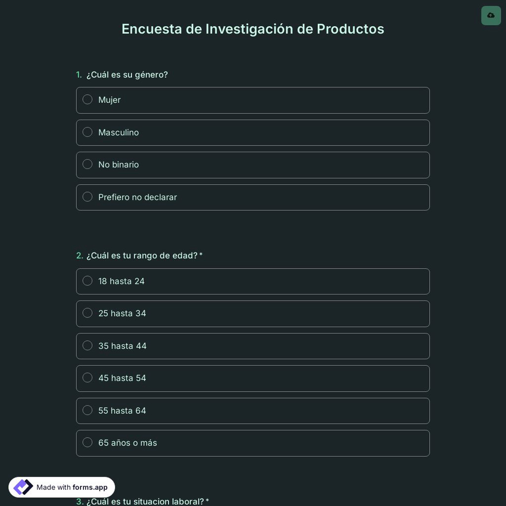 Plantilla de Encuesta de Investigación de Productos