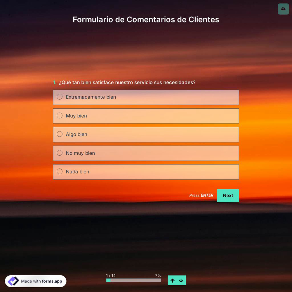 Plantilla de Formulario de Comentarios de  Clientes