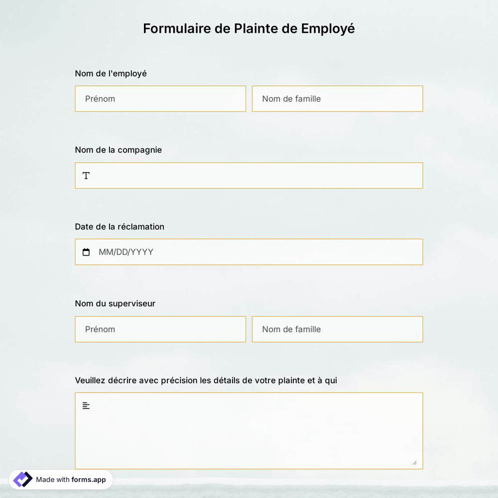 Formulaire de Plainte de Employé