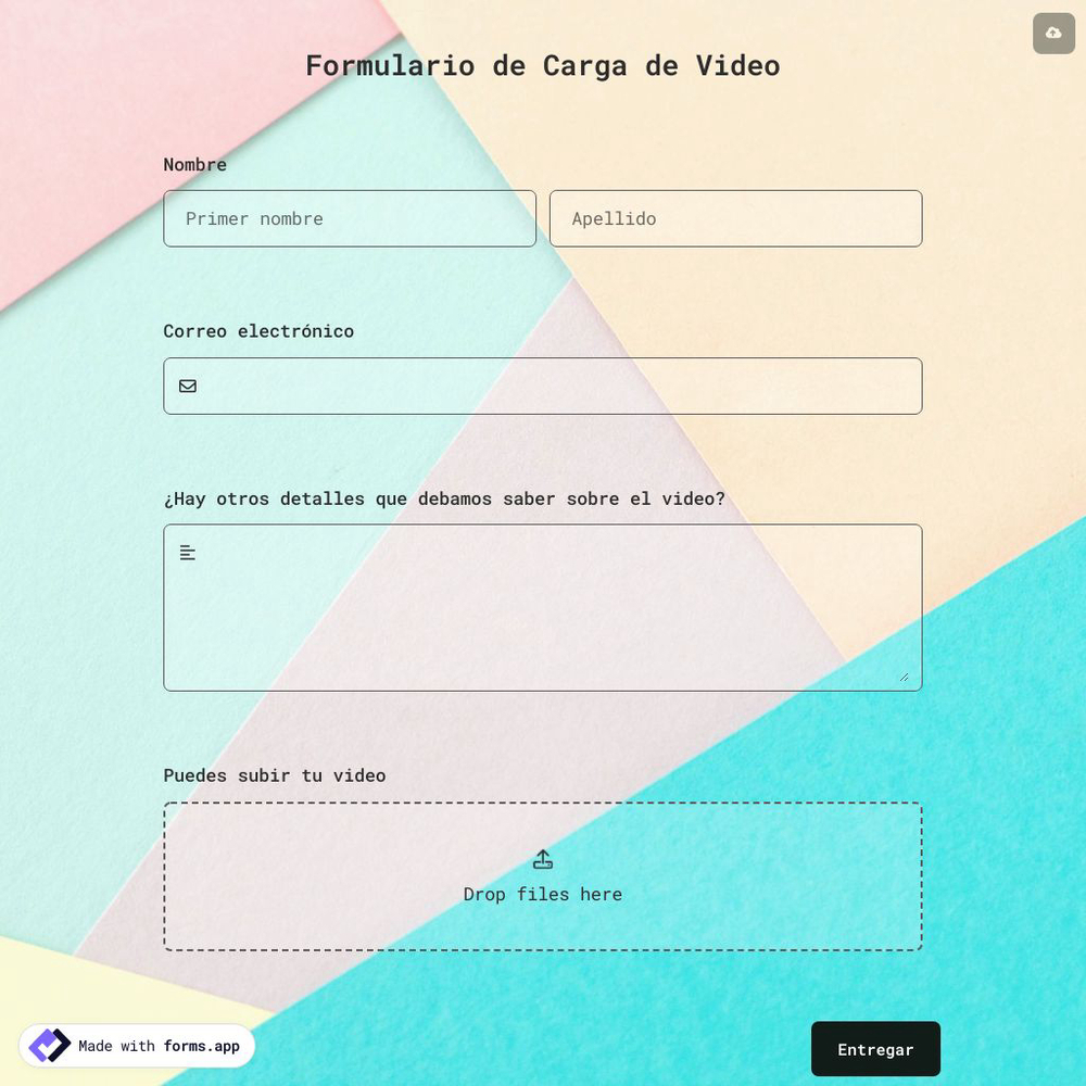 Plantilla de Formulario de Carga de Video