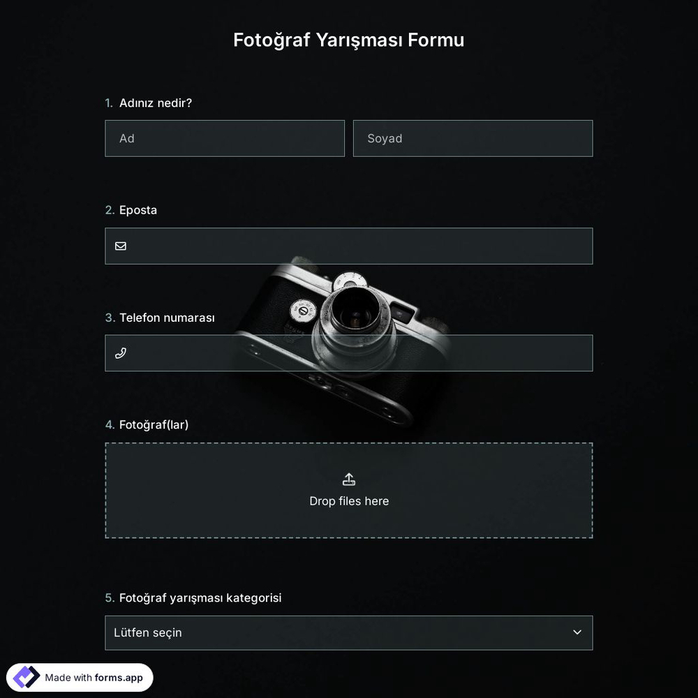 Fotoğraf Yarışması Formu Şablonu