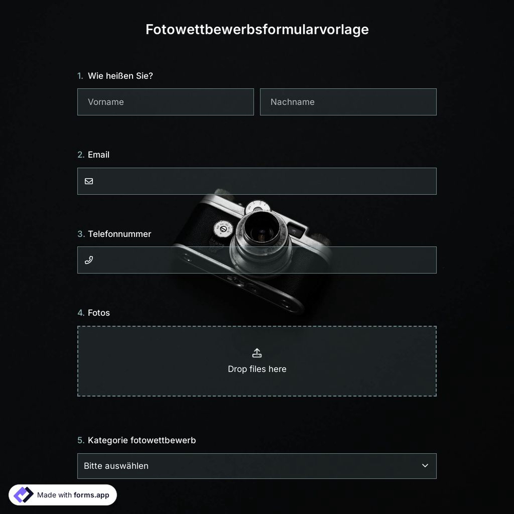 Fotowettbewerbsformularvorlage
