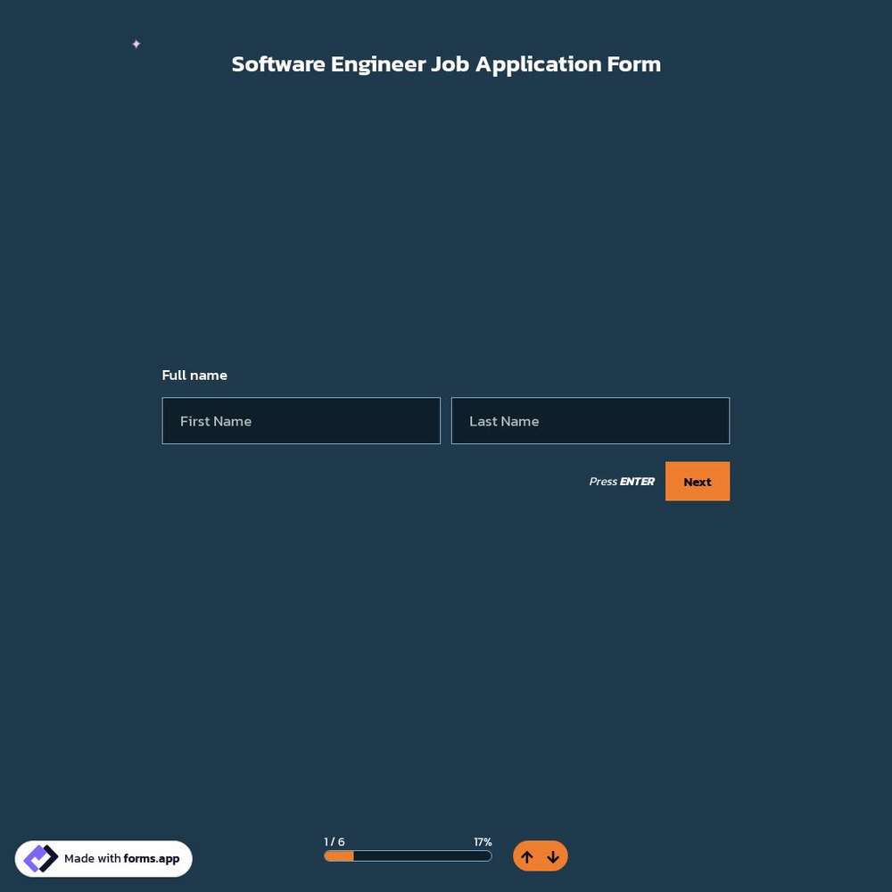 Software Engineer Job Application Form Template