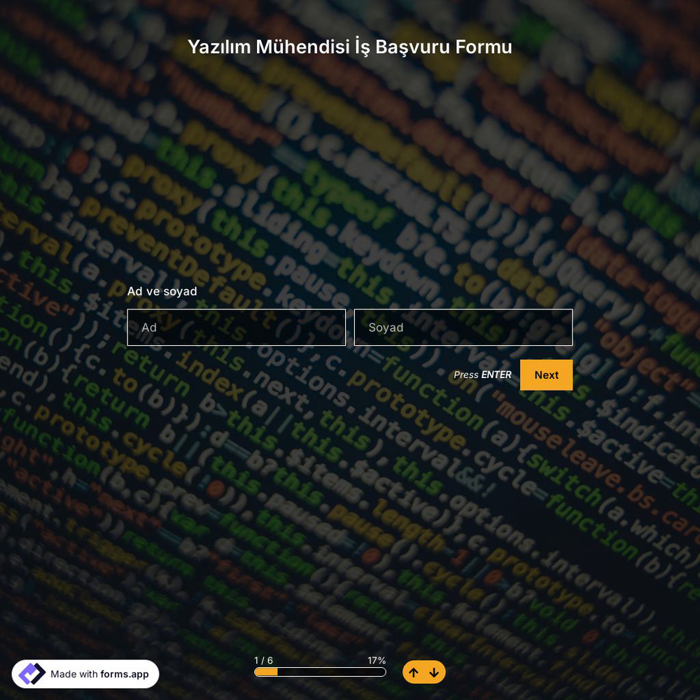 Yazılım Mühendisi İş Başvuru Formu Şablonu