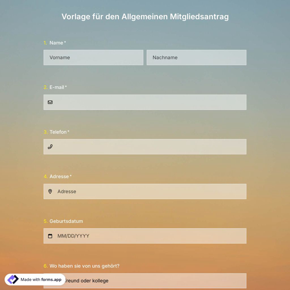Vorlage für den Allgemeinen Mitgliedsantrag