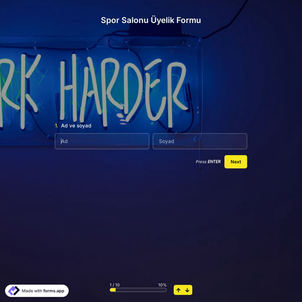 Spor Salonu Üyelik Formu Şablonu