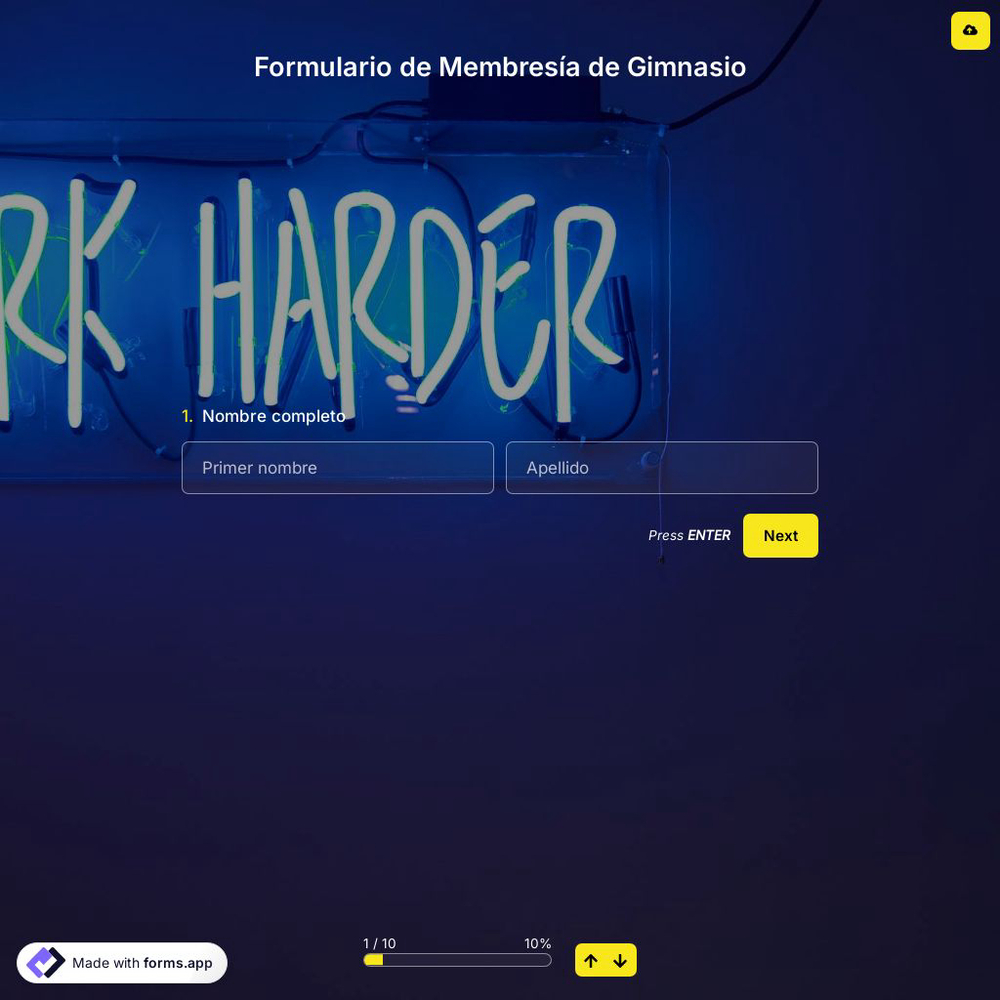 Plantilla de Formulario de Membresía de Gimnasio