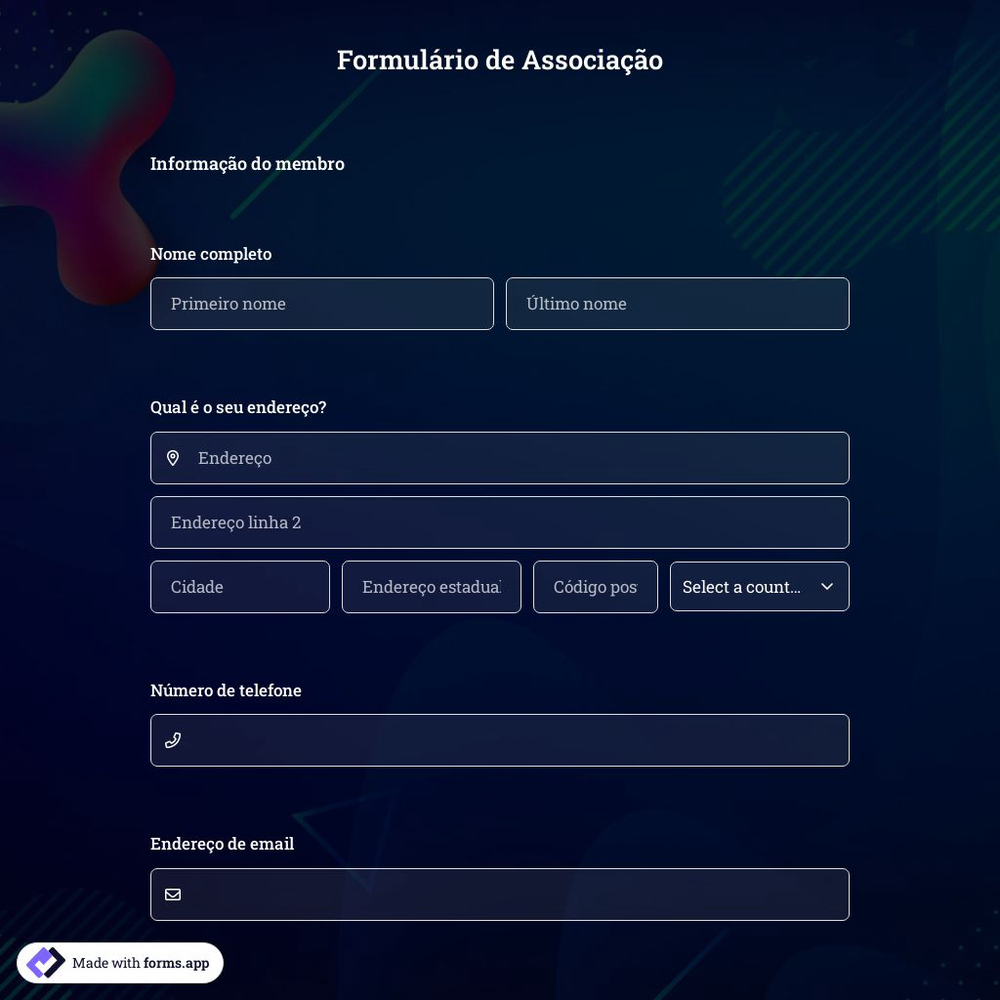 Modelo de Formulário de Associação