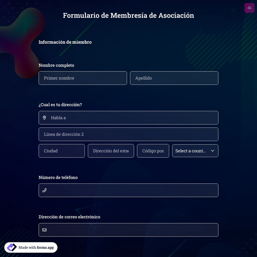 Plantilla de Formulario de Membresía de Asociación