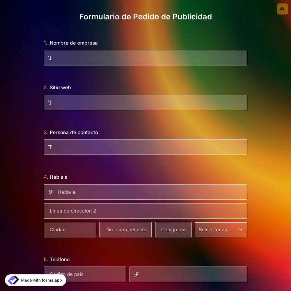 Plantilla de Formulario de Pedido de Publicidad