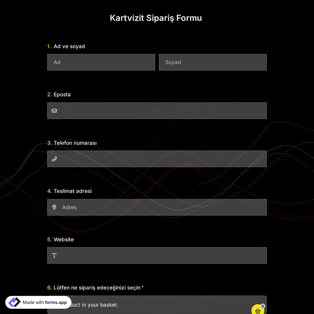 Kartvizit Sipariş Formu Şablonu