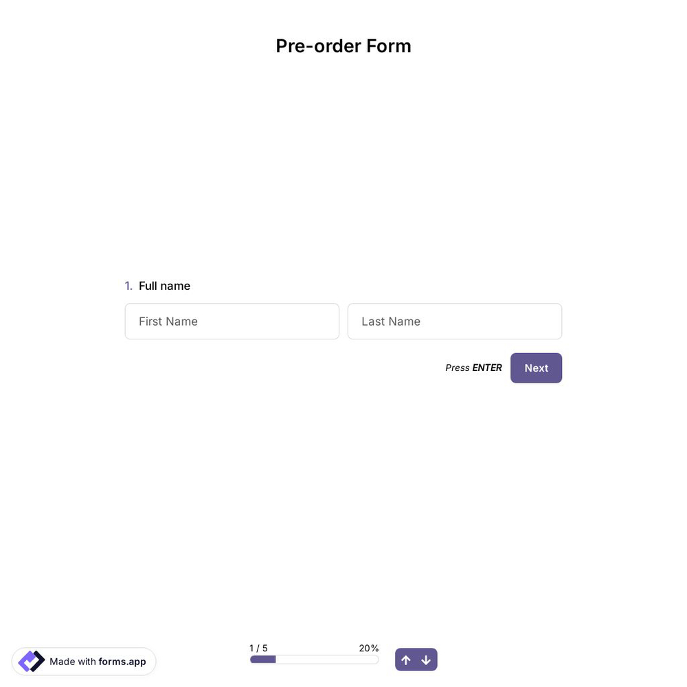 Pre-order Form Template