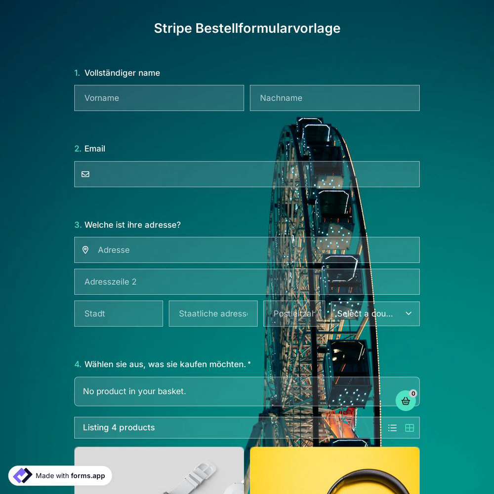 Stripe-Bestellformularvorlage