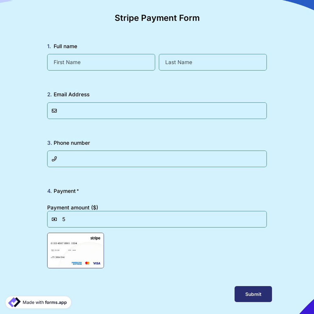 Stripe Payment Form Template