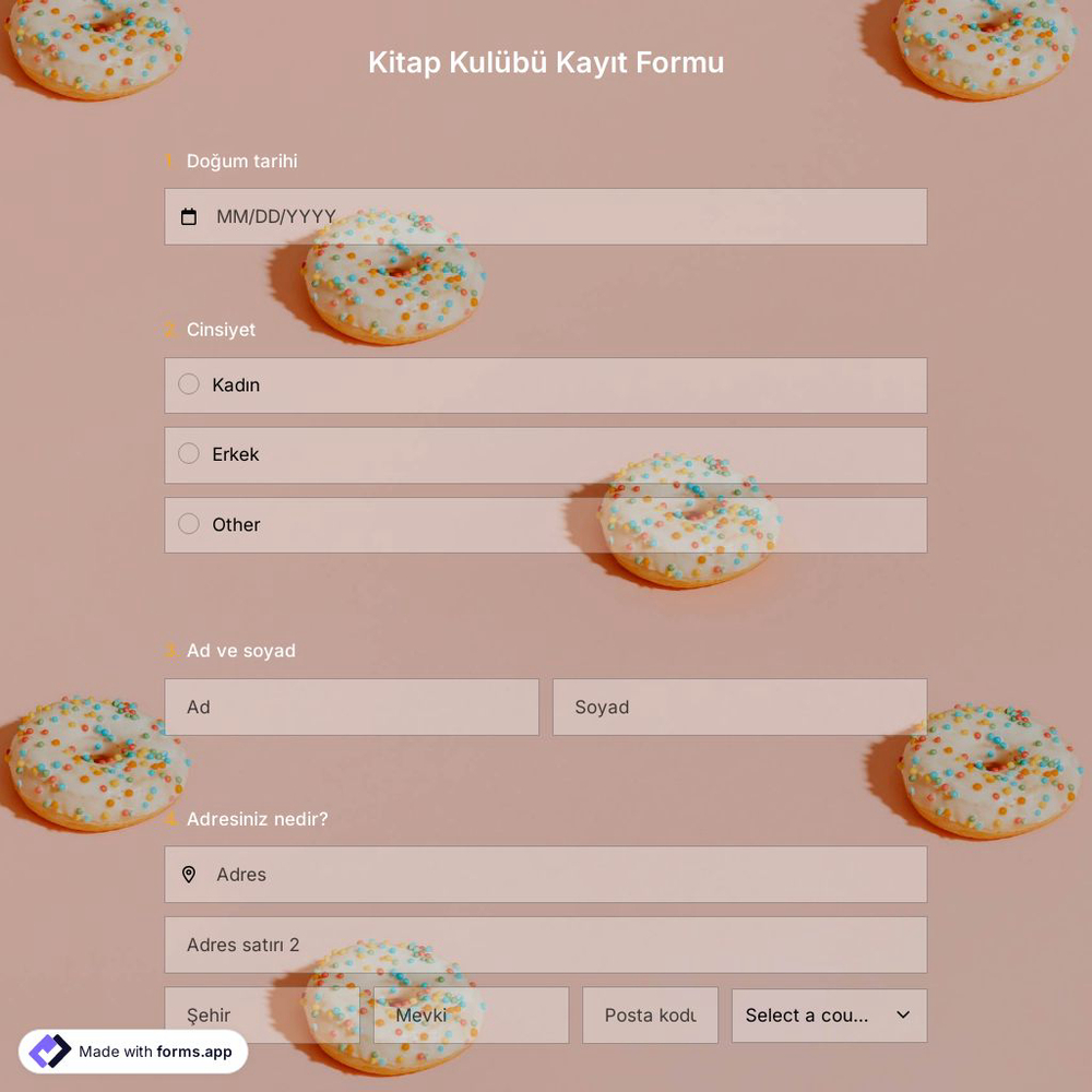 Kitap Kulübü Kayıt Formu Şablonu