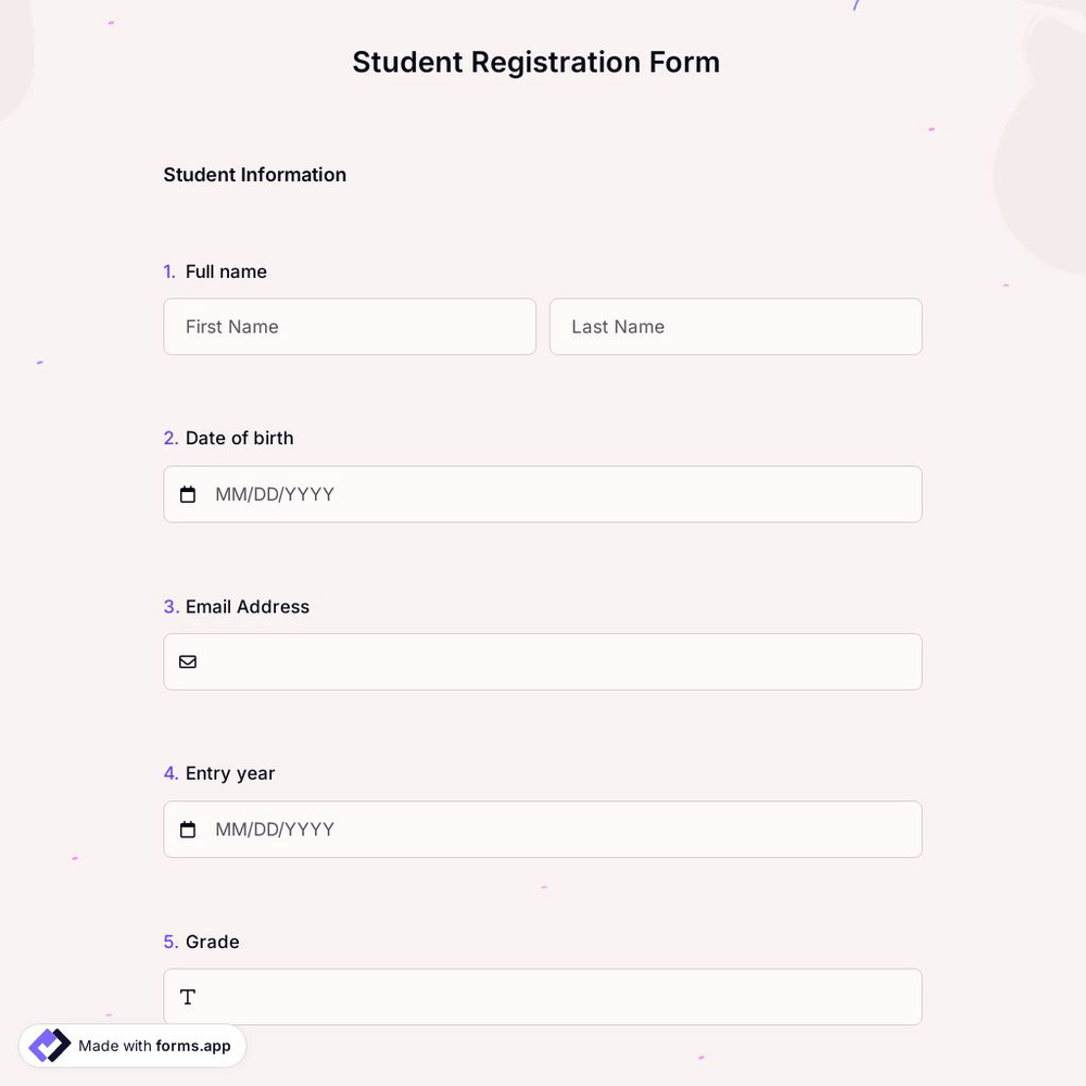 Student Registration Form Template