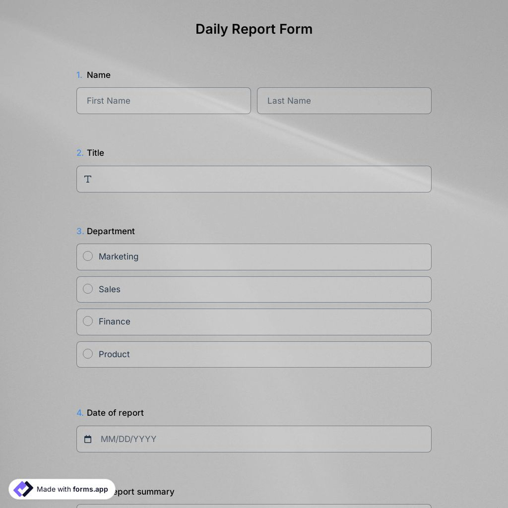 Daily Report Form Template