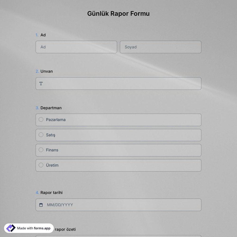 Günlük Rapor Formu Şablonu