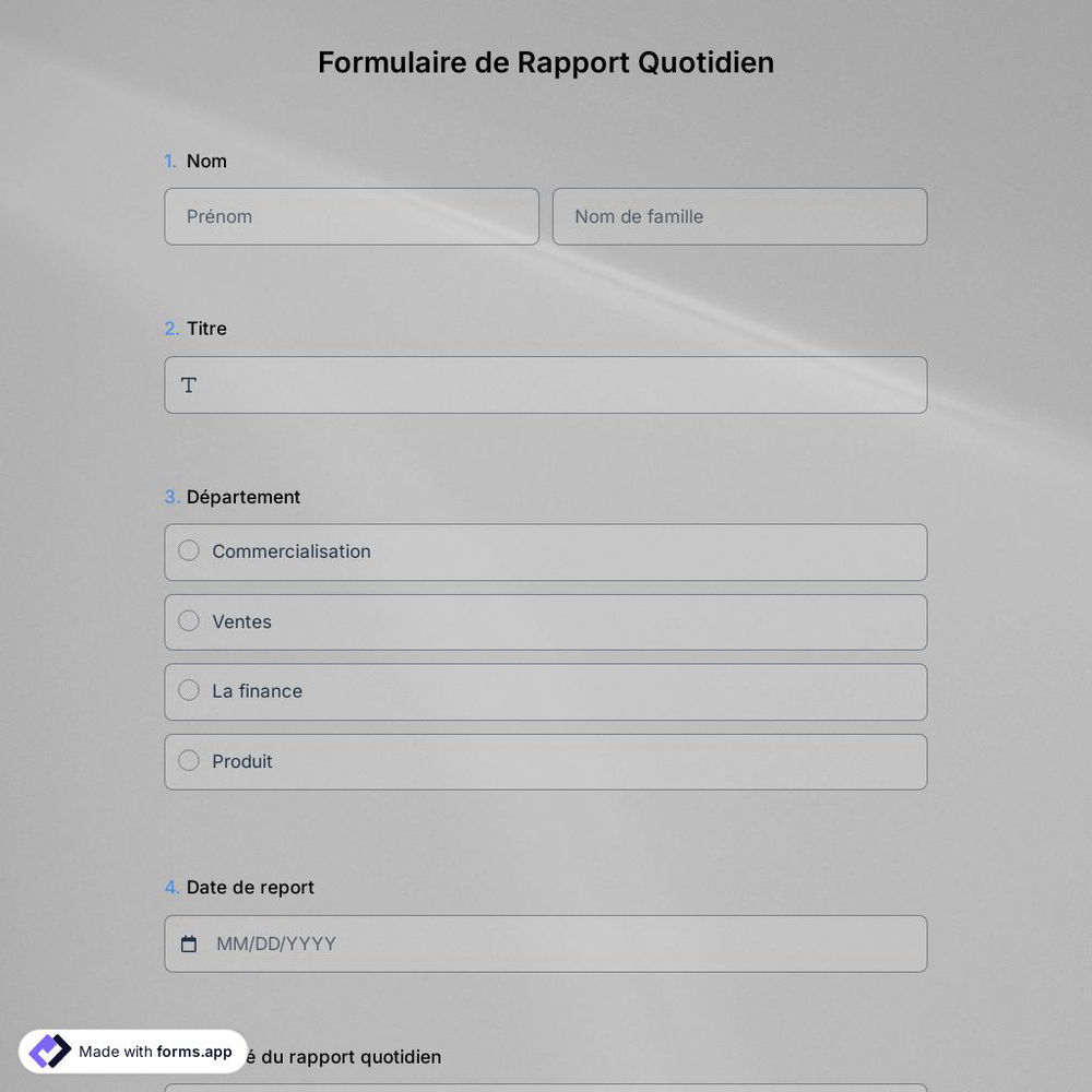Modèle de Formulaire de Rapport Quotidien