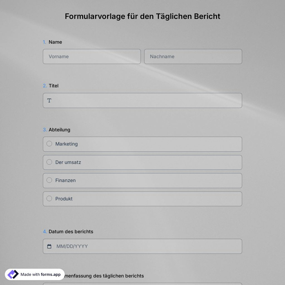 Formularvorlage für den Täglichen Bericht