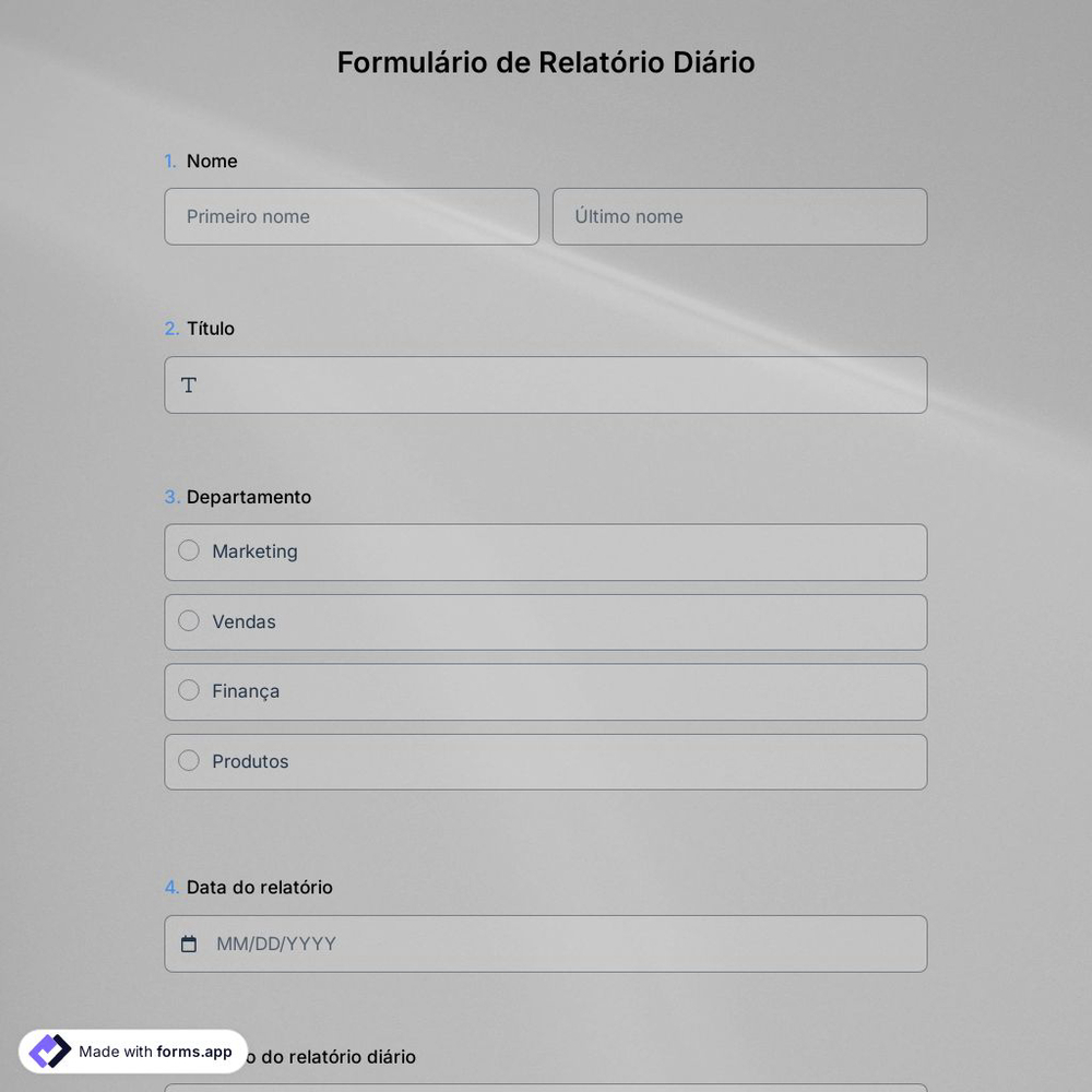 Modelo de Formulário de Relatório Diário