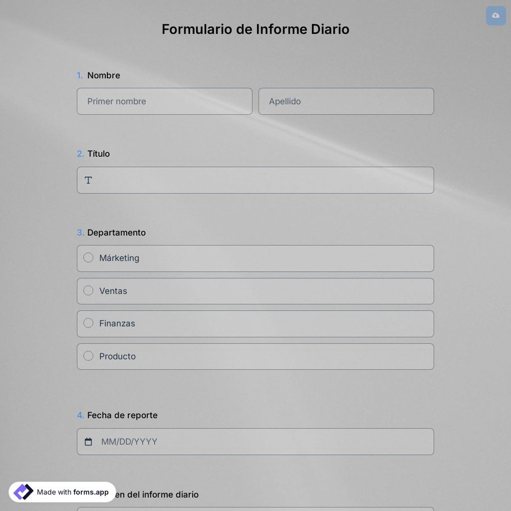 Plantilla de Formulario de Informe Diario