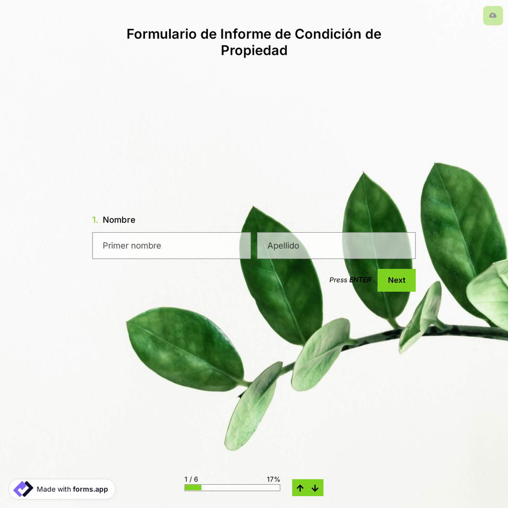 Plantilla de Formulario de Informe de Condición de Propiedad