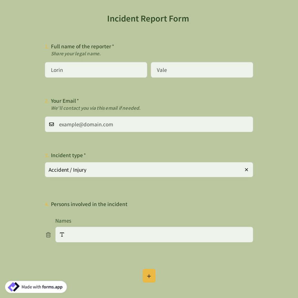 Incident Report Form Template