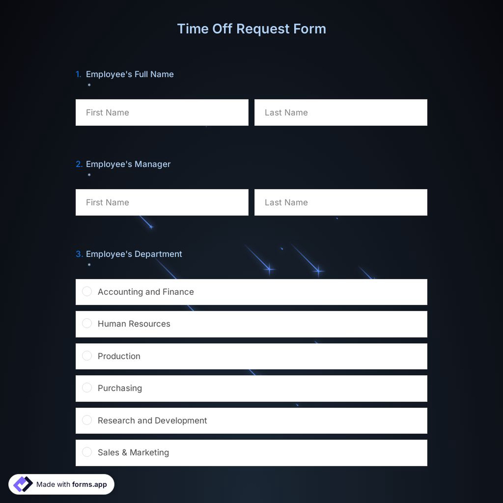Time Off Request Form Template