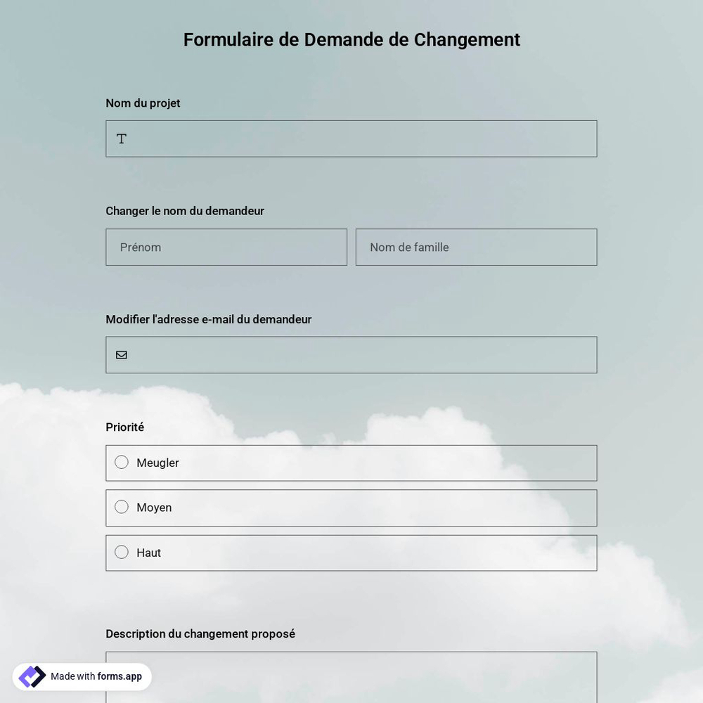 Modèle de Formulaire de Demande de Changement