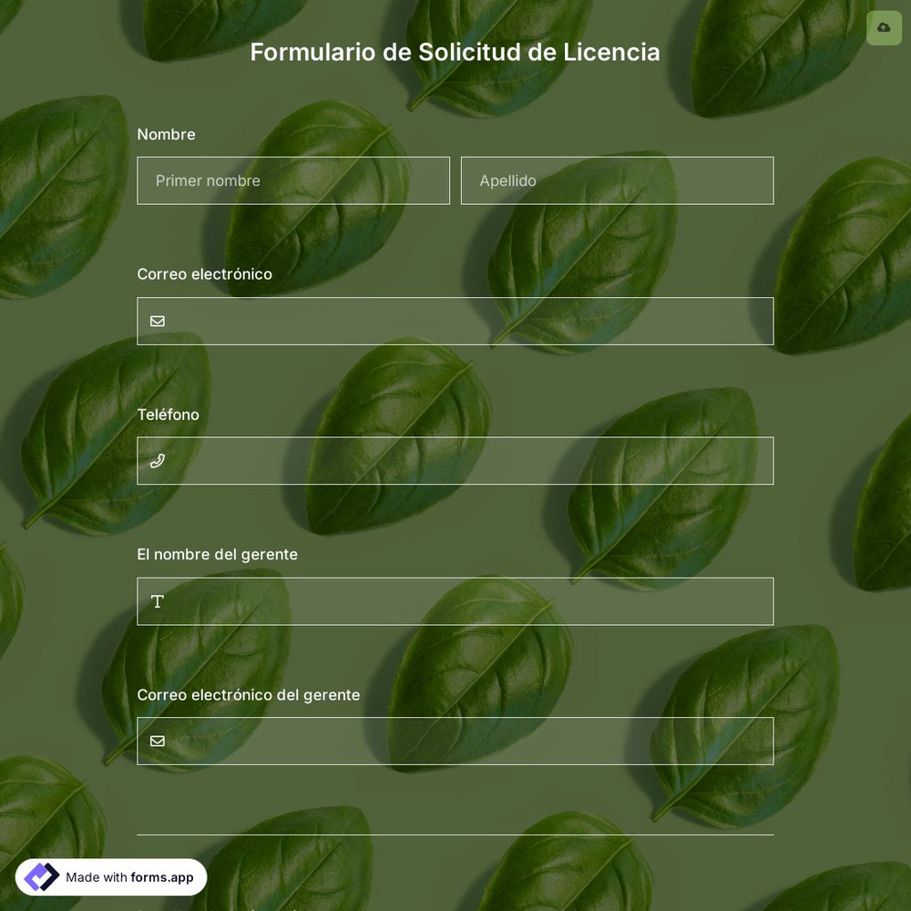 Plantilla de Formulario de Solicitud de Licencia