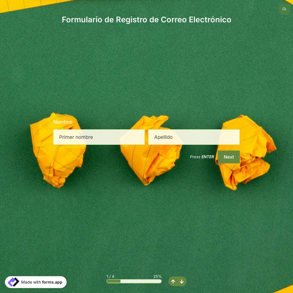 Plantilla Gratuita de Formulario de Registro de Correo Electrónico