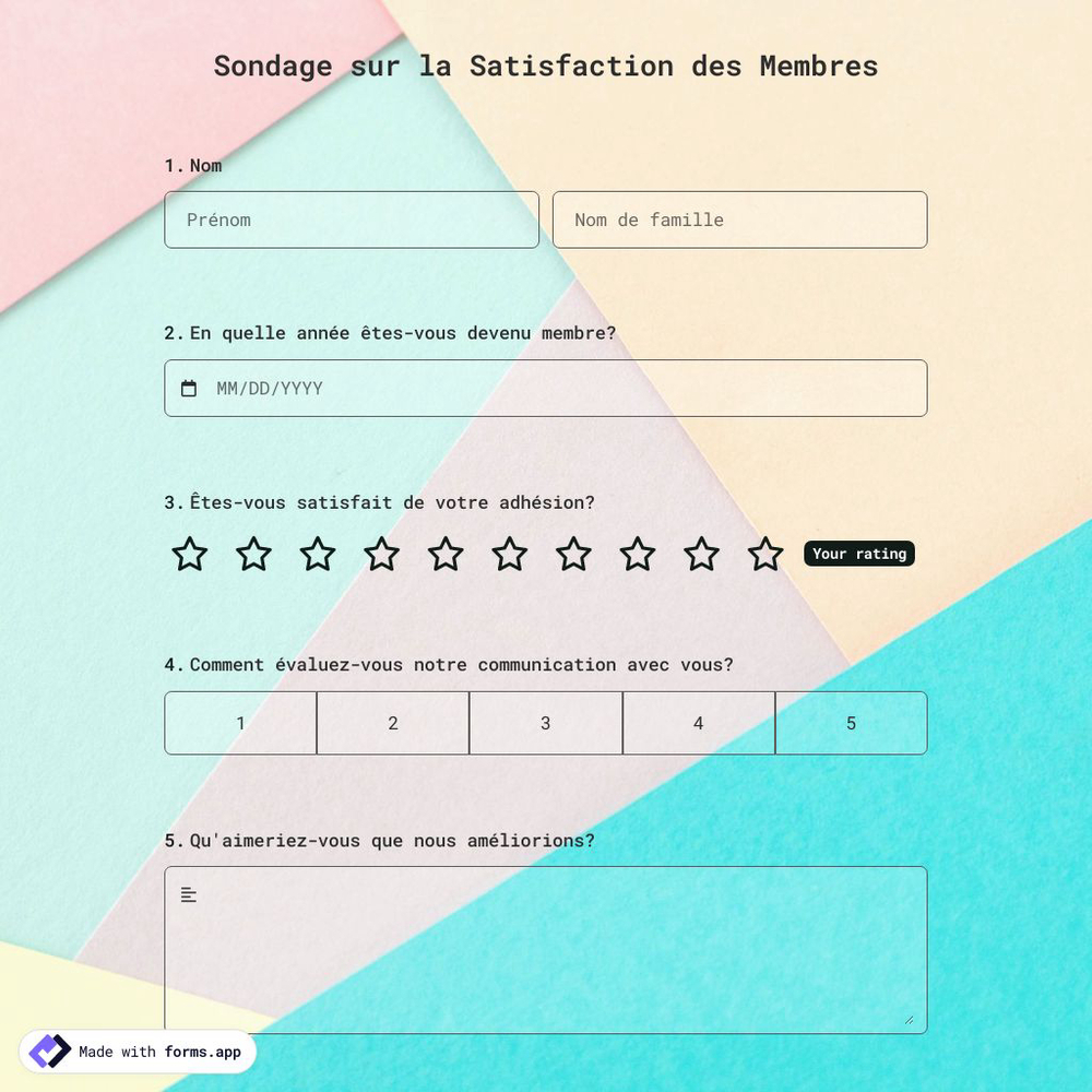Modèle de Sondage sur la Satisfaction des Membres