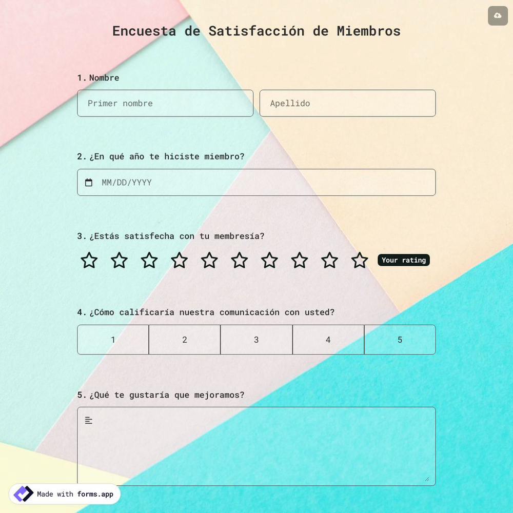 Plantilla de Encuesta de Satisfacción de Miembros