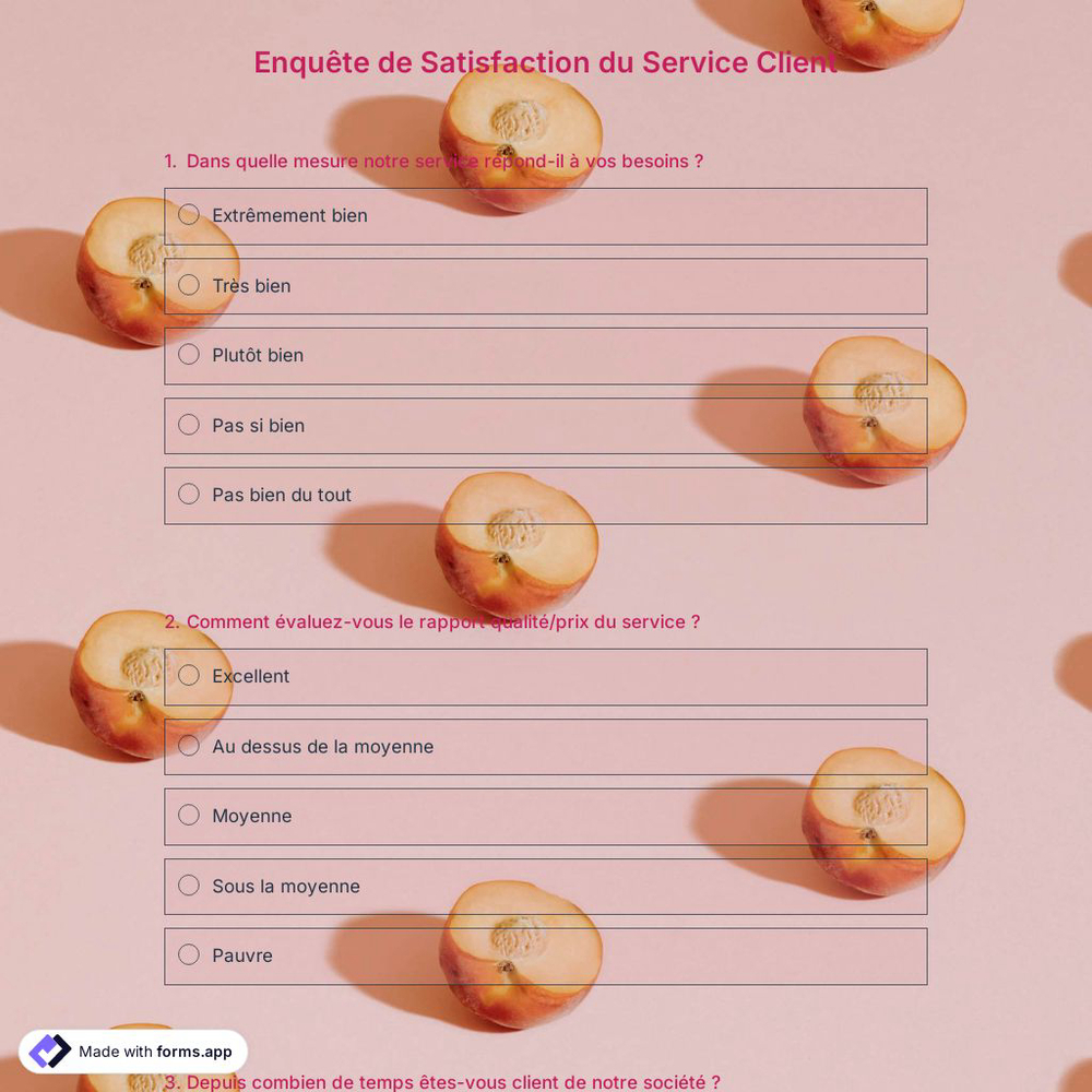 Modèle de Sondage sur la Satisfaction du Service Client