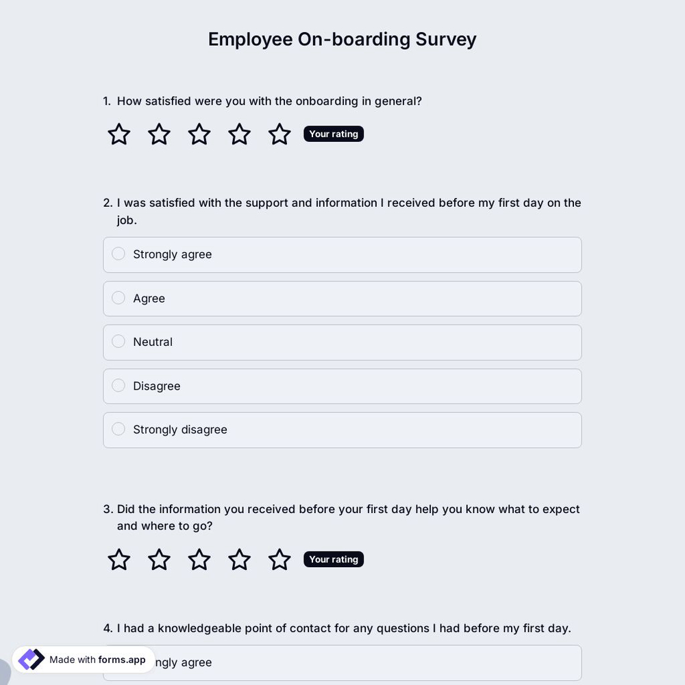 Employee On-boarding Survey Template