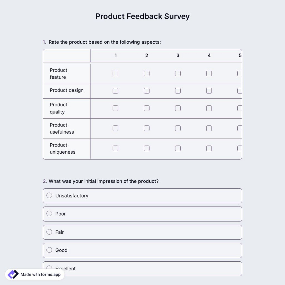 Product Feedback Survey Template
