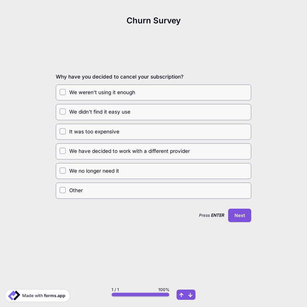Churn Survey Template
