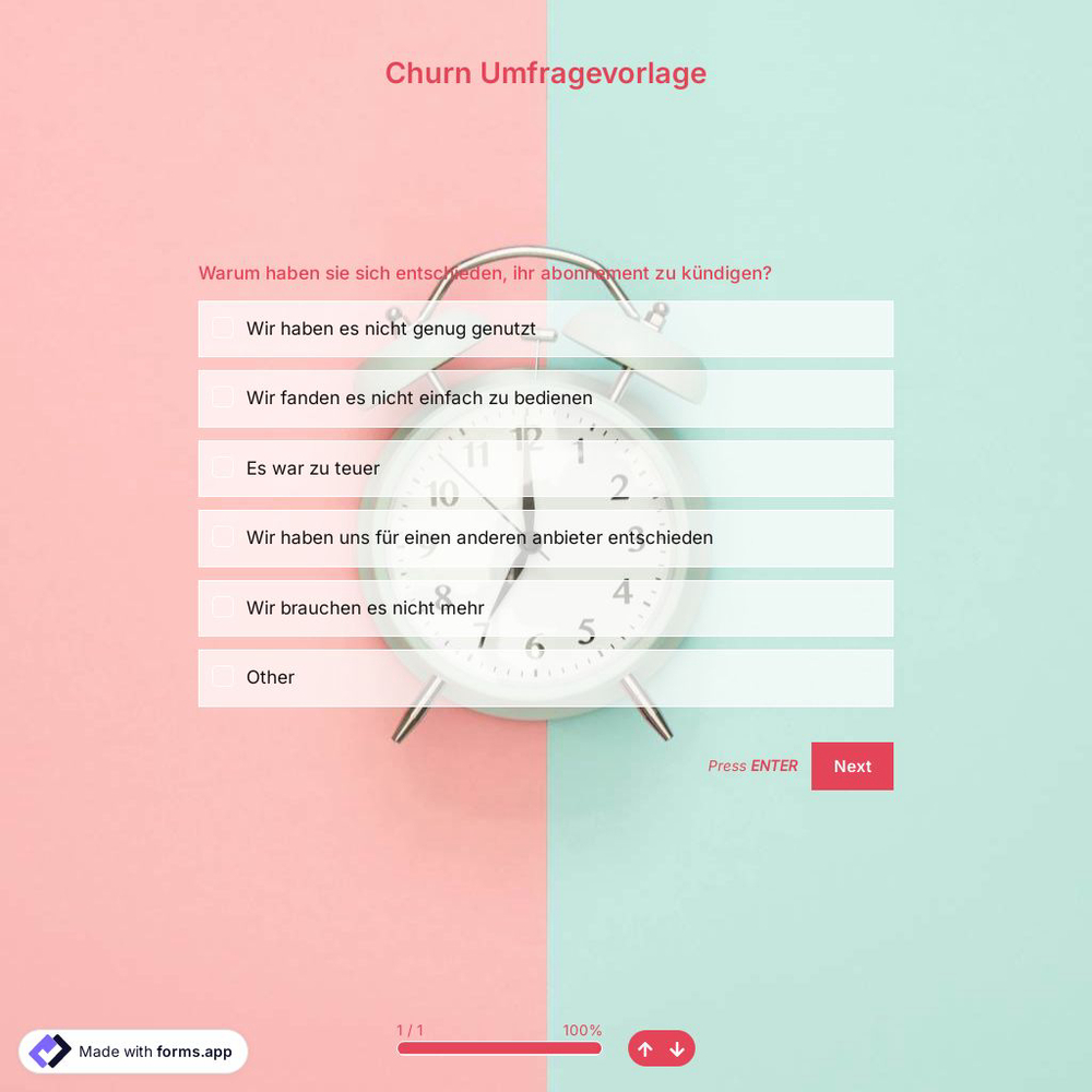 Churn Umfragevorlage
