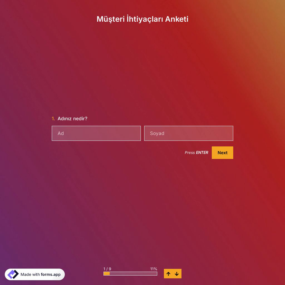Müşteri İhtiyaçları Anketi Şablonu