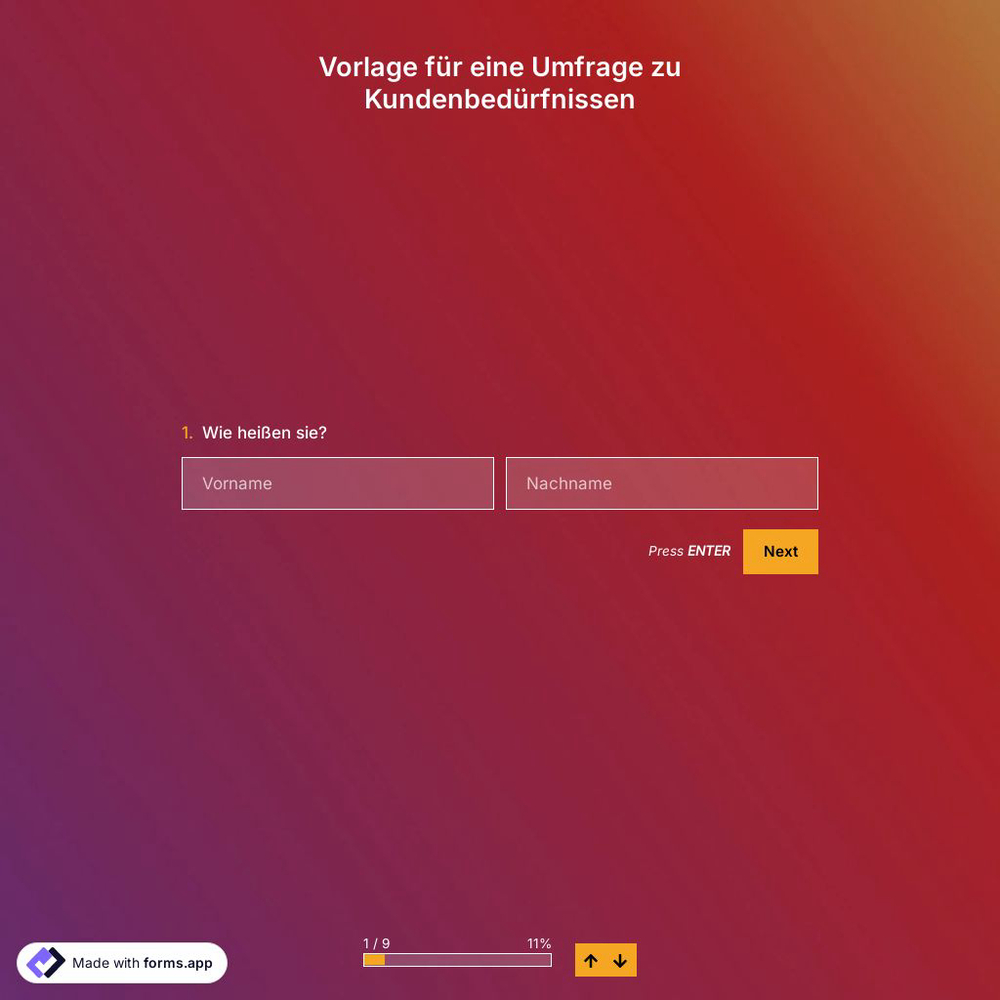 Vorlage für eine Umfrage zu Kundenbedürfnissen